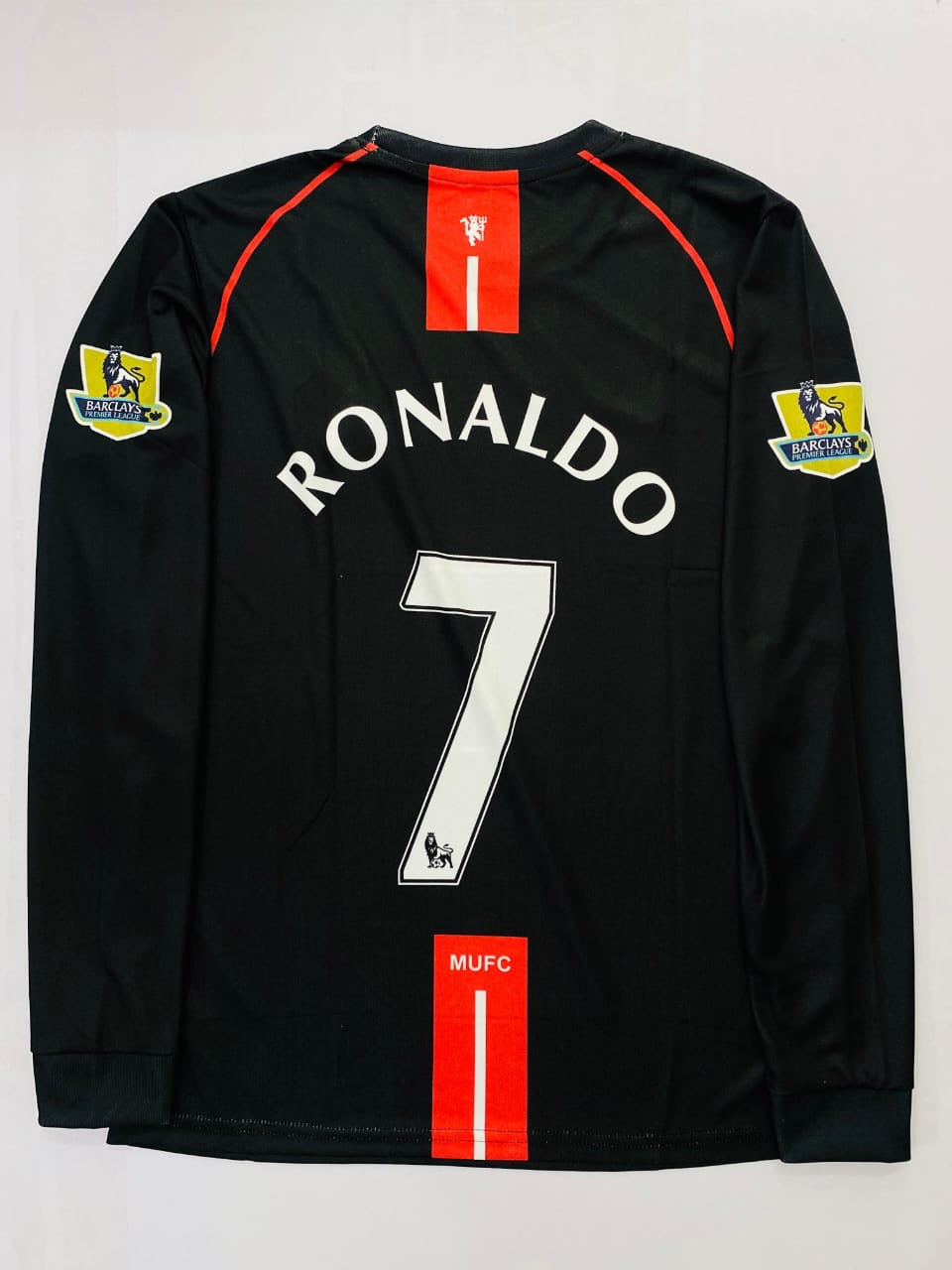 Man Utd  2007/08 Away Jersey Black  Full slevee Ronaldo #7-Embroidery