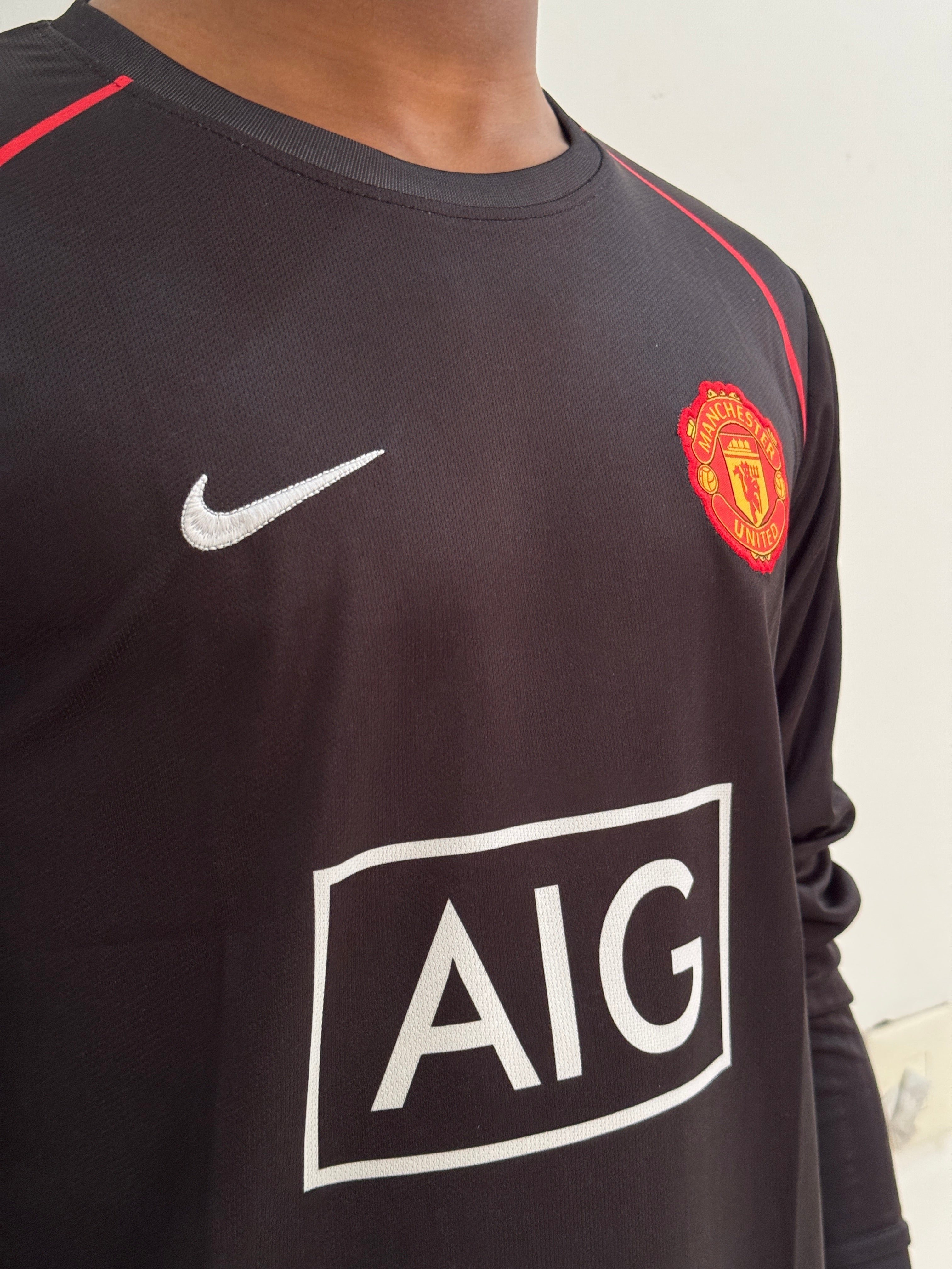 Man Utd  2007/08 Away Jersey Black  Full slevee Ronaldo #7-Embroidery